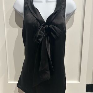White House Black Market Silk Black Sleeveless Blouse